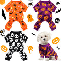 3 Pieces Halloween Dog Pajamas Pet Skull Pajamas Dog Puppy Jumpsuit Bodysuit Halloween Puppy Costume Clothes Holiday Rompers Dog Apparel Jumpsuit for Pet Puppy Dog Cat (M)