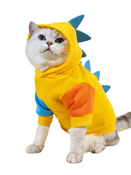 Dinosaur Dog Hoodie · Blue & Yellow